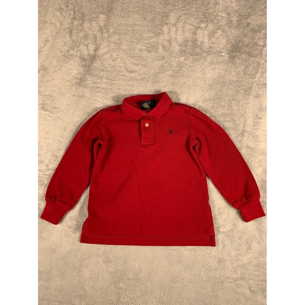 Polo Ralph Lauren Kids Toddler Long Sleeve Shirt Red 3T Pony Logo side hem vents